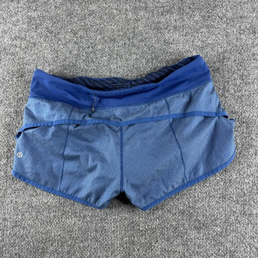 Lululemon Shorts Womens 8 Blue Lined Running Athletic Gym Training Pockets